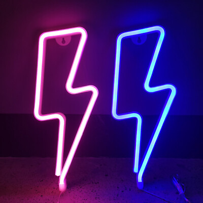 #ad Neon Lightning Bolt Zeus Lights Colourful Premium Large Battery USB $15.00