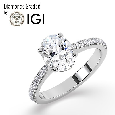 #ad Oval Solitaire 14K White Gold Engagement Ring 1.00 ct Lab grown IGI $1071.60