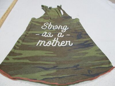 #ad Womens strong as a mother green camo tank top sz s $9.99