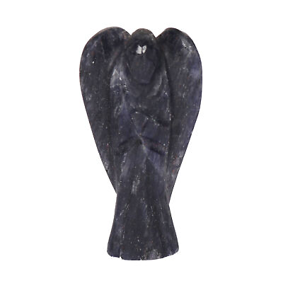 #ad 135.55 Ct. Natural Blue Agate Carved Gemstone Guardian Angel Pray Figurine $50.99