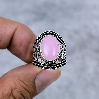 #ad Rose Quartz Gemstone 925 Sterling Silver Dainty Ring Handmade Jewelry All Size $11.99