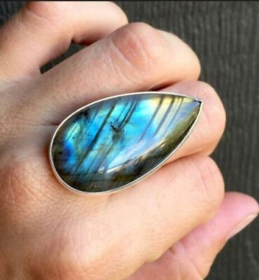 #ad 925 Sterling Silver Ring Labradorite Ring Statement Engagement Worry Ring HM1033 $11.99