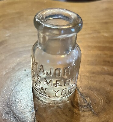 #ad Antique Tiny Sample Size Majors Cement New York Bottle $25.00
