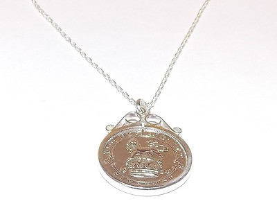 #ad 1921 103rd Birthday Anniversary sixpence coin Silver pendant @ 18inch SS chain GBP 23.99