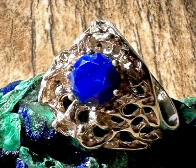 #ad Royal Blue Lapis amp; .925 Sterling size 9 Ring SHIPS FREE $85.00