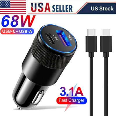 #ad 68W Fast Car Charger Power Adapter For Samsung A73 A53 A54 A14 A24 A13 A24 A22 $9.99