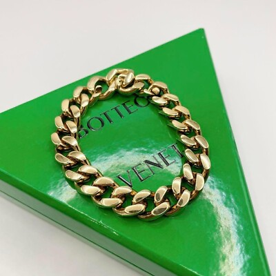 #ad BOTTEGA VENETA Authentic Bracelet Ag925 Silver Chain Gold Color Length 18.5cm . $609.99