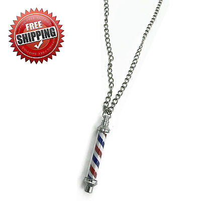 #ad NEW CLASSIC BARBER POLE JEWELRY NECKLACE PENDANT WITH 27quot; LONG CHAIN $13.50