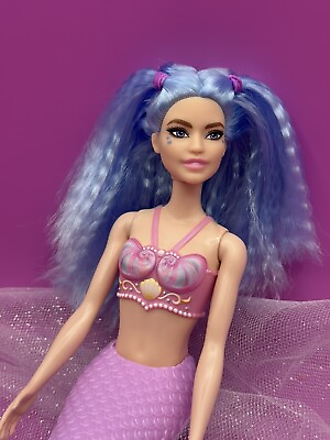 #ad Barbie Doll Blue Crimped Hair Fashionista Mermaid Hybrid Purple Body $21.99