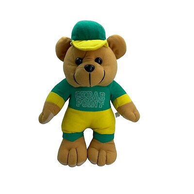 #ad RARE Cedar Point Teddy Bear Stuffed Animal Plush Toy 15 Inch Baseball Cap Soft $24.98