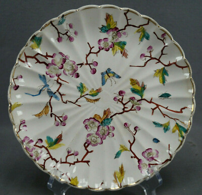 #ad Royal Bonn Hawthorn Flowers Butterflies amp; Insects Faience Plate Circa 1870 1920 $50.00