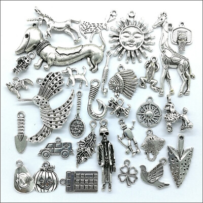 #ad Wholesale Antique Silver Charms Pendant For Earrings Bracelet Necklace 30 Styles $1.29