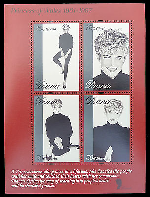 #ad LIBERIA Wholesale Princess Diana Memoriam Miniature Sheets x 50 U M CD 599 GBP 4.00