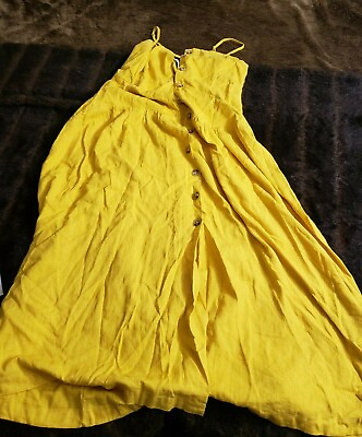 #ad Urban Outfitters Womens Medium Yellow Solid Sleeveless Maxi Dress $10.88