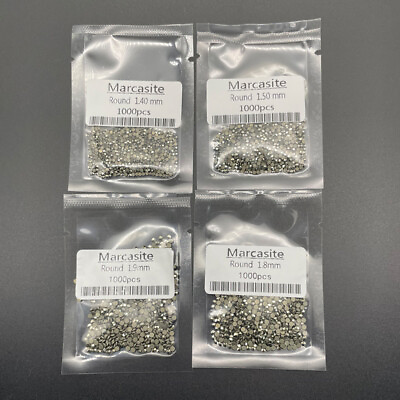 #ad 1000pcs 0.9 2mm Round Flat Back Loose Natural Marcasite Stone For DIY watch $12.82