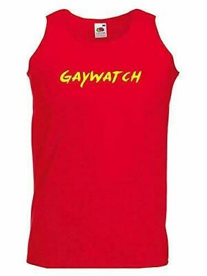 #ad Gaywatch Red Mens Gay Vest Pride 2023 Outfit Mens Red Vest top. Funny LGBT Gym GBP 9.99