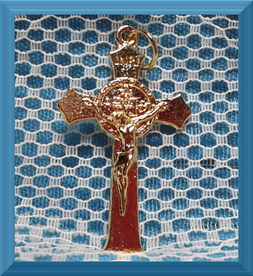 #ad MIRACULOUS MEDAL Crucifix Catholic CROSS Flared Edge Pendant 1.5quot; ITALY Gold PL $1.99