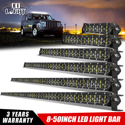 #ad 8 14 22 32 42 52#x27;#x27; LED Light Bar Flood Spot Roof Driving For Jeep Truck SUV 4WD $103.69