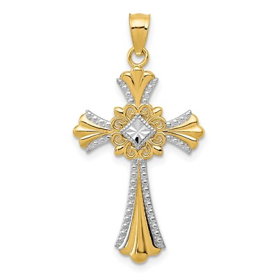 #ad Real 14kt with White Rhodium Cross Pendant $124.01