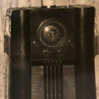 #ad Vintage Real Photograph Photo Wooden Tombstone Floor Console Radio 30s 40s VTG $28.38
