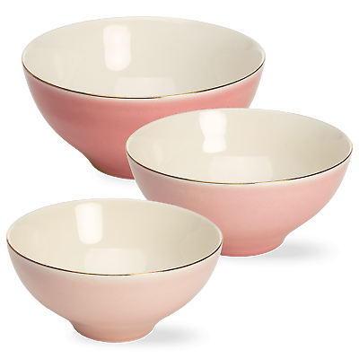 #ad Paris Hilton 3 Piece Ceramic Bowl Set Nesting Mixing Bowls Dishwasher Safe $22.47