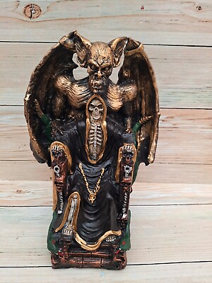#ad Santa Muerte Blessed Color Black Seating Devil Size 14quot;X10quot; Luck Bendesidad $155.00