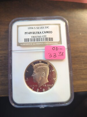 #ad 1994 s silver proof kennedy half dollar NGC P F 69 Ultra Cameo $25.99