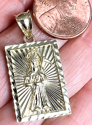 #ad GOLd Santa Muerte Saint st Holy angel death Grim Pendant 10k Solid Oro 1.25quot; $171.35