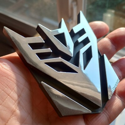 #ad 2Pcs ABS Chrome 3D Transformers Decepticon Decals Sticker Badge Emblem Car Truck $7.95