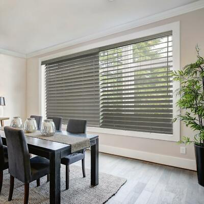 #ad CUSTOM CUT Home Decorators Gray Cordless 2 1 2 in. Premium Faux Wood Blind $70.00