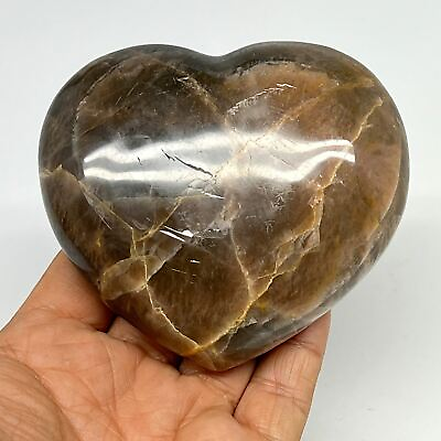 #ad 350.8g 3.1quot;x3.5quot;x1.4quot; Black Moonstone Heart Polished Crystal Home Decor B1986 $21.00
