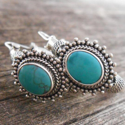 #ad Fashion 925 Silver Dangle Drop Earrings Hook Women Turquoise Jewelry Ear Gifts C $2.92