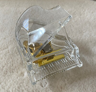 #ad Plastic Transparent Cased Gold Piano Music Box Gift  Castle in the Sky $15.00