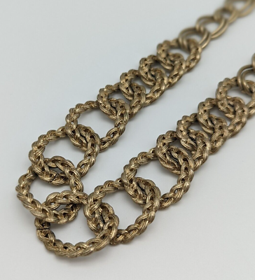 #ad Signed Liz Claiborne Antique Gold Tone Weave Textured Hoop Chain Necklace $5.99
