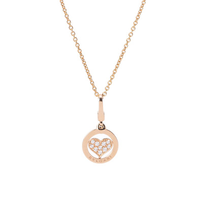 #ad BVLGARI BVLGARI Tondo Heart Pave Charm Necklace K18 Yellow Gold Diamond $2119.00