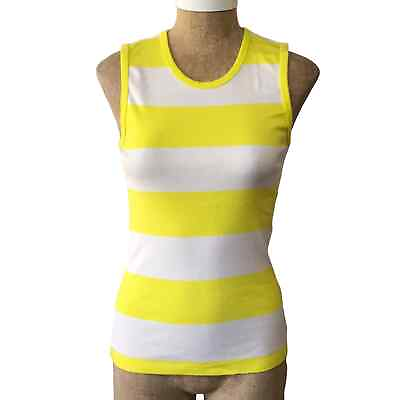 #ad J. Crew Perfect Fit Striped Shell Cotton Tank Top Size Small Yellow White Shell $20.00