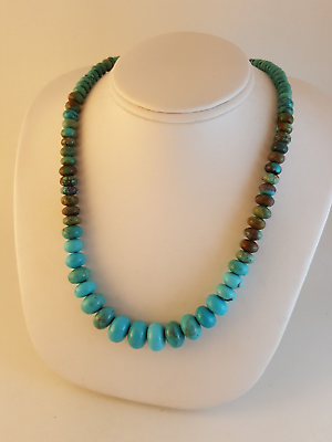 #ad Jay King tapered turquoise green blue sterling silver necklace graduated bead $99.95