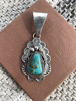#ad Authentic Sterling Silver Turquoise Pendant $255.00