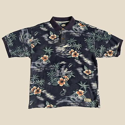 #ad Vintage Large Tommy Bahama Button Up Polo Shirt Hawaiian Floral Short Sleeve $16.99