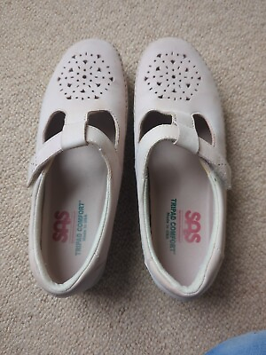 #ad SAS Maria Light Beige Tan Leather Tripad Comfort Mary Jane Shoes Womens Sz 9.5 M $21.99
