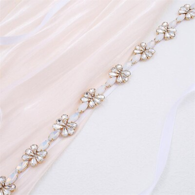 #ad Luxury Opal Crystal Wedding Dress Belt Accessories Girdle Formal Dress Sash Belt AU $16.14
