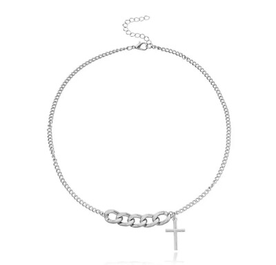 #ad sterling silver cross chain choker necklace in jewelry $14.00
