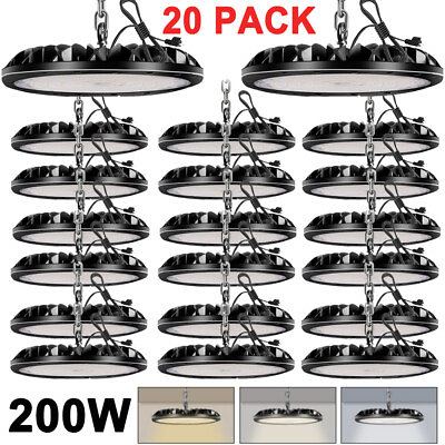 #ad 20 Pack 200W UFO LED High Bay Light Shop Light Factory Warehouse Commercial Lamp $359.99