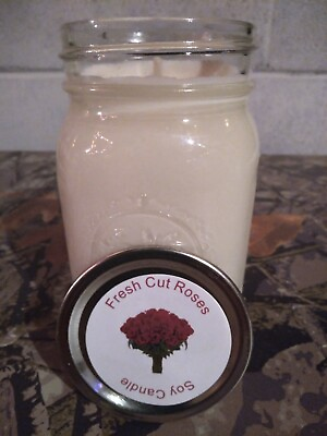 #ad Fresh Cut Roses Strong Scented Soy Candle 16 oz. jar $16.99