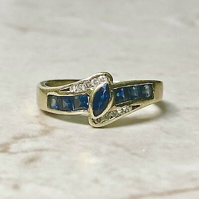 #ad 14K Sapphire amp; Diamond Cocktail Ring 14K Yellow Gold Marquise Sapphire Ring $427.50