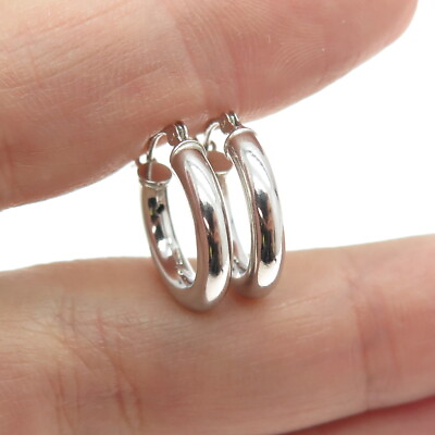 #ad 925 Sterling Silver Small Tube Hoop Earrings $22.95