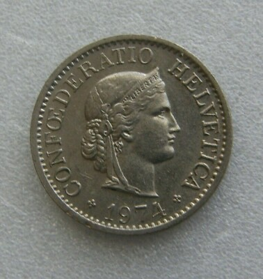 #ad Switzerland Coin 10 Rappen 1974 Copper nickel 19.15mm $1.50
