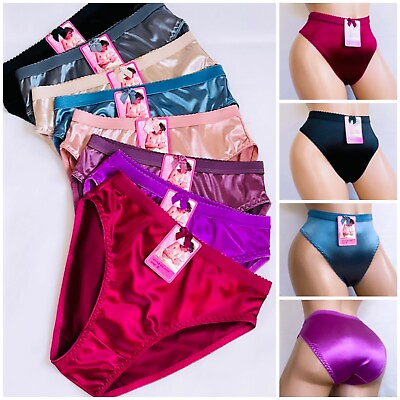 #ad Women#x27;s Briefs 3 6 12 Bikini High cut Panties Undies Satin Silky Cool Lot 3121 $12.30