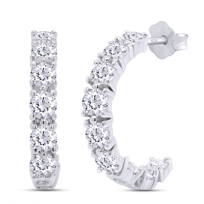 #ad Moissanite Hoop Earrings for Women Silver with 18K White Gold Plating $75.53