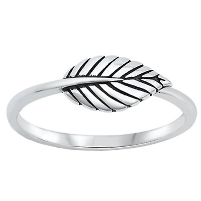 #ad Leaf Stackable Ring 925 Sterling Silver 6.5mm Size 4 10 $13.99